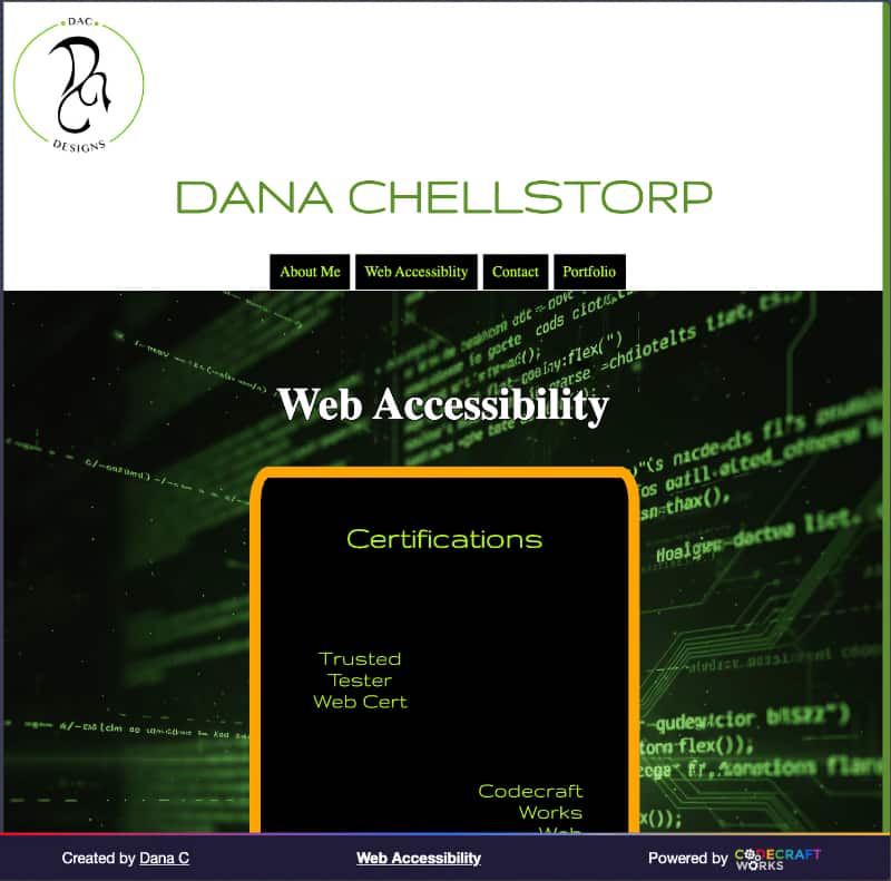 A student's published Web Studio site on web accessibility, live and shareable.
